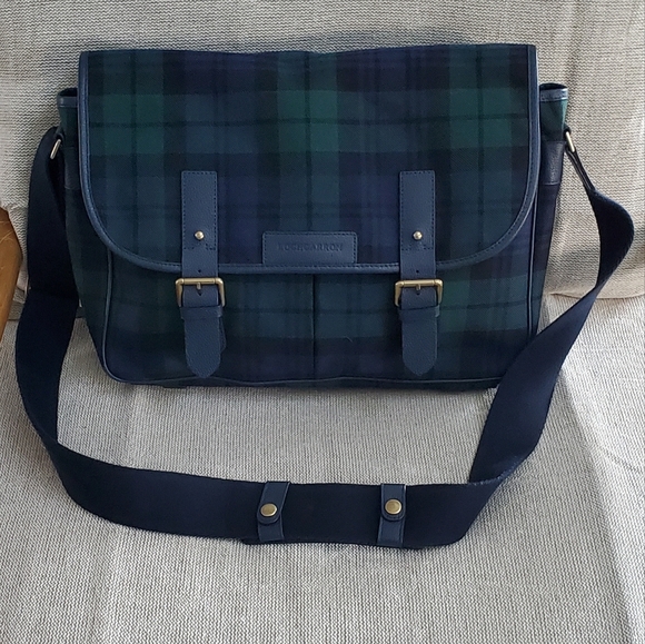 Lochcarron Scottland Black Watch Modern Tartan Satchel Bag, Leather, EUC - Picture 3 of 13